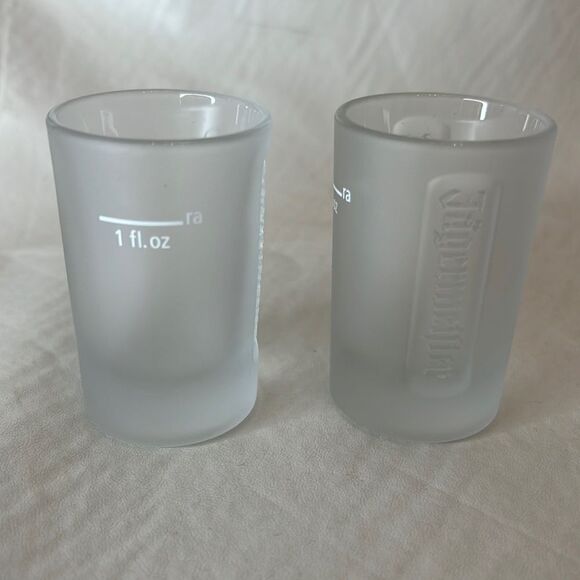Jagermeister 1 Fl Oz Shot Frosted Glasses 1 1/2 In Diameter 2 3/4 In Tall Set 2 - Picture 1 of 5